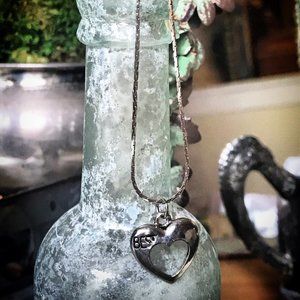 Choker Style Necklace Featuring a Heart Pendant with the word "Best" engraved